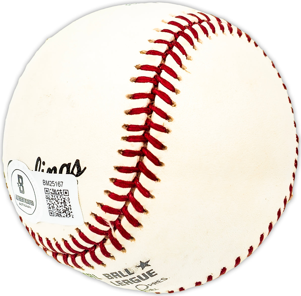 Gail Harris Autographed Official NL Baseball New York Giants Beckett BAS QR #BM25167