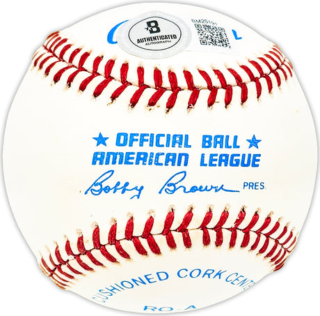 Tom Tommy Dunbar Autographed Official AL Baseball Texas Rangers Beckett BAS QR #BM25191