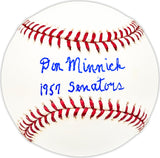 Don Minnick Autographed Official MLB Baseball Washington Senators "1957 Senators" Beckett BAS QR #BM25209