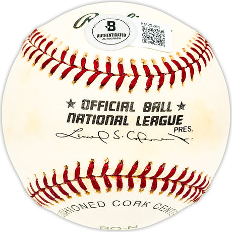 Larry Sherry Autographed Official NL Baseball Los Angeles Dodgers Beckett BAS QR #BM25265