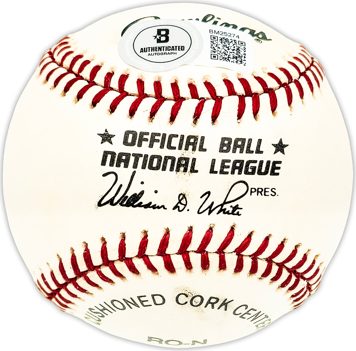 Bill Stoneman Autographed Official NL Baseball Montreal Expos, Chicago Cubs Beckett BAS QR #BM25274