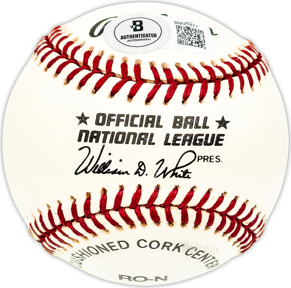 Ted Kazanski Autographed Official NL Baseball Philadelphia Phillies Beckett BAS QR #BM25277
