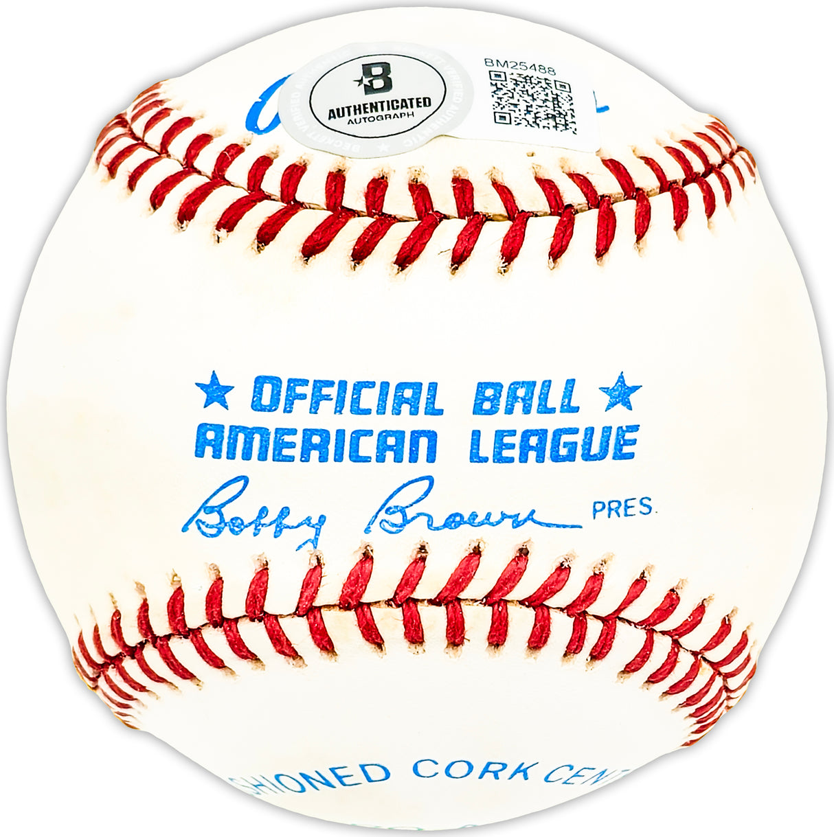 Marty Kutyna Autographed Official AL Baseball Senators, KC A's Beckett BAS QR #BM25488