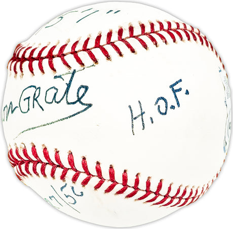 Don Grate Autographed Official MLB Baseball Philadelphia Phillies 445'1" 8/27/56 HOF Beckett BAS QR #BM25513