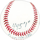 Don Grate Autographed Official MLB Baseball Philadelphia Phillies 445'1" 8/27/56 HOF Beckett BAS QR #BM25513