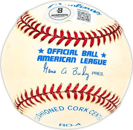 Lou Berberet Autographed Official AL Baseball New York Yankees, Detroit Tigers Beckett BAS QR #BM25515