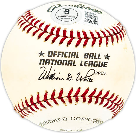 Bill Antonelli Autographed Official NL Baseball Brooklyn Dodgers Beckett BAS QR #BM25534