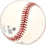 Birdie Tebbetts Autographed Official NL Baseball Boston Red Sox, Detroit Tigers Beckett BAS QR #BM25560