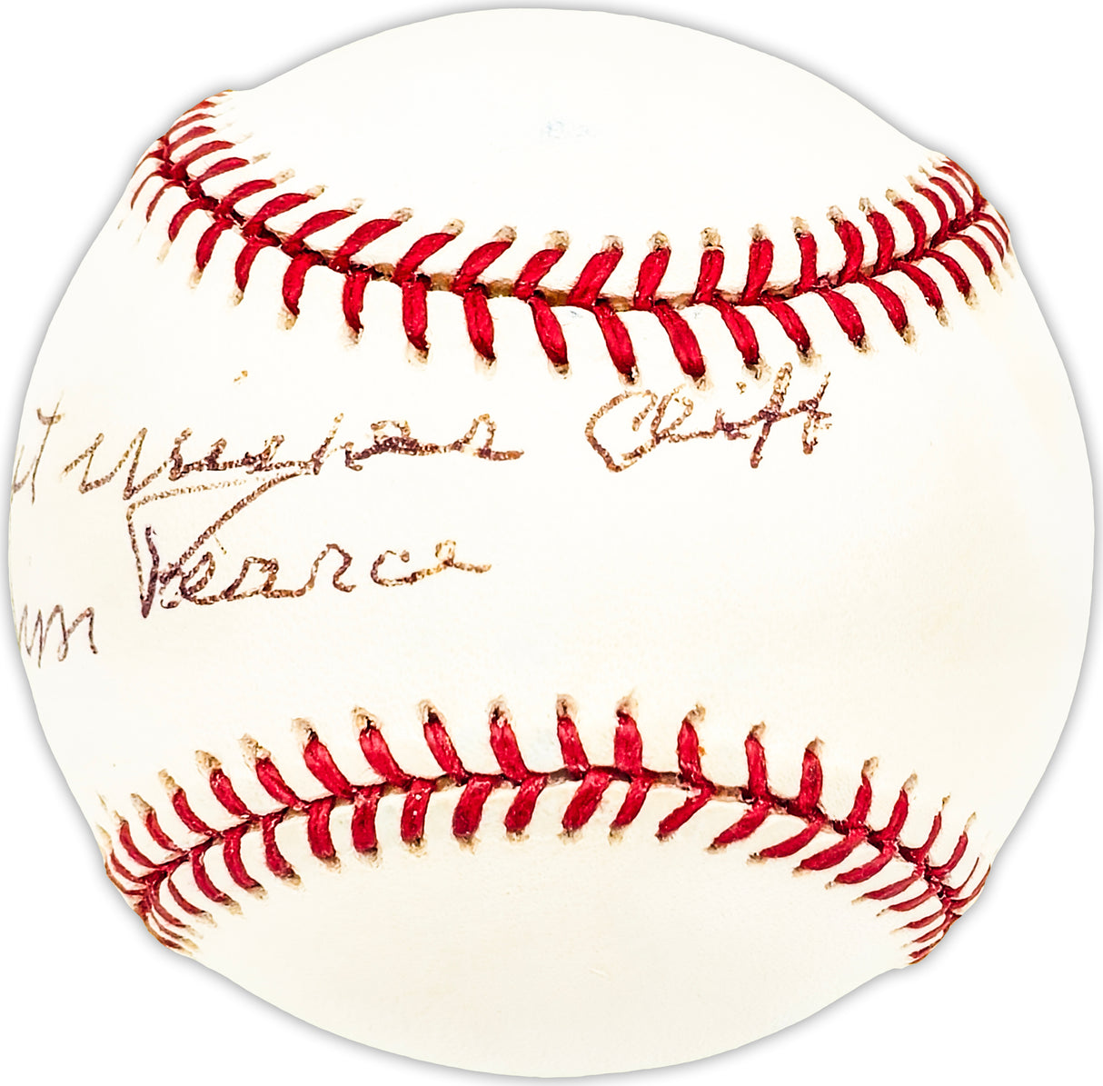 Jim Pearce Autographed Official AL Division Series Logo Baseball Reds, Senators "Best Wishes Cliff" Beckett BAS QR #BM25561