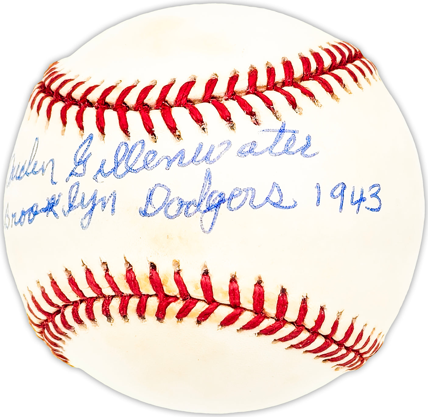 Carden Gillenwater Autographed Official NL Baseball Brooklyn Dodgers "1943" Beckett BAS QR #BM25577