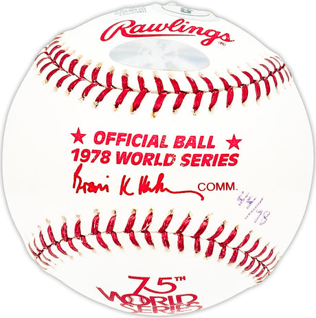 Roy White Autographed Official 1978 World Series Logo MLB Baseball New York Yankees "77-78 WS Champs" Beckett BAS QR #BM25594