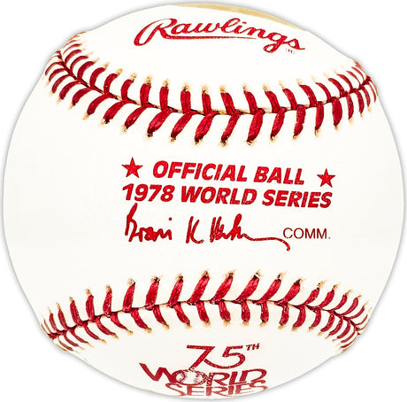 Domingo Ramos Autographed Official 1978 World Series Logo MLB Baseball New York Yankees "78 W Champs #26" Beckett BAS QR #BM25606