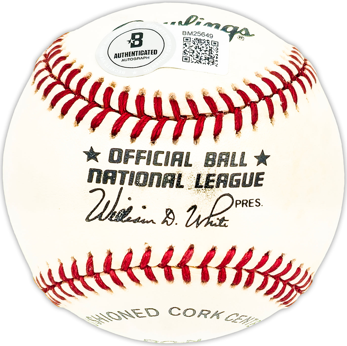 Bill Rigney Autographed Official NL Baseball New York Giants Beckett BAS QR #BM25649