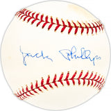 Jack Phillips Autographed Official AL Baseball New York Yankees, Detroit Tigers Beckett BAS QR #BM25659