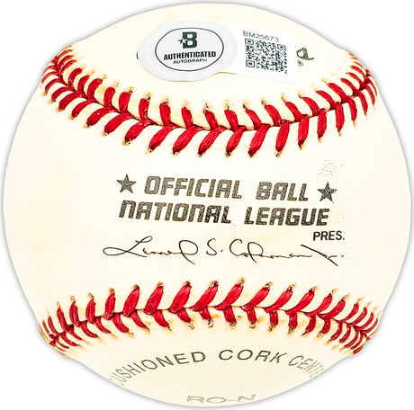 Harry Taylor Autographed Official NL Baseball Brooklyn Dodgers "1946-48" Beckett BAS QR #BM25673