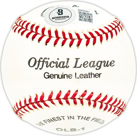 Joe Hauser Autographed Official League Baseball Baltimore Orioles, Oakland A's Beckett BAS QR #BM25691