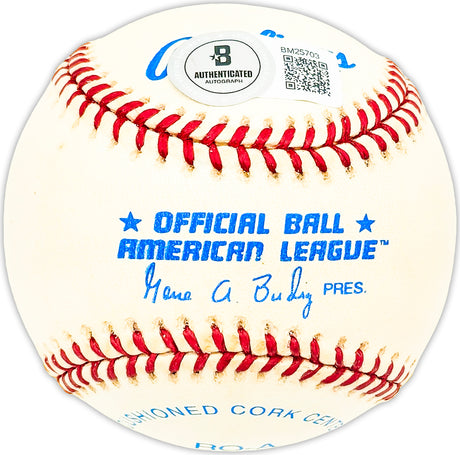 John "Blue Moon" Odom Autographed Official AL Baseball Oakland A's Beckett BAS QR #BM25703