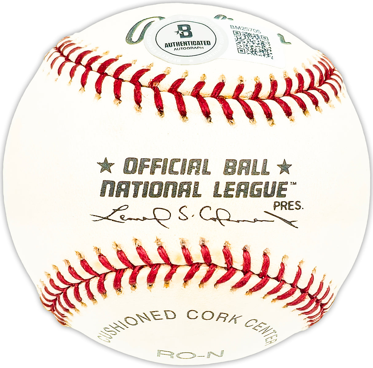 Dino Restelli Autographed Official NL Baseball Pittsburgh Pirates Beckett BAS QR #BM25705