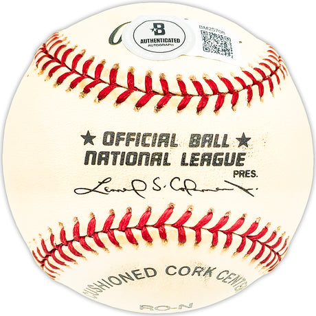 Steve Boros Autographed Official NL Baseball Chicago Cubs, Cincinnati Reds Beckett BAS QR #BM25708