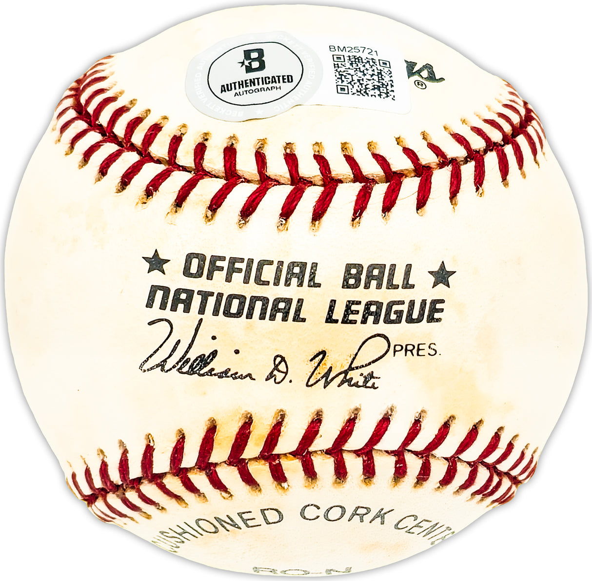 Terry Moore Autographed Official NL Baseball St. Louis Cardinals Beckett BAS QR #BM25721