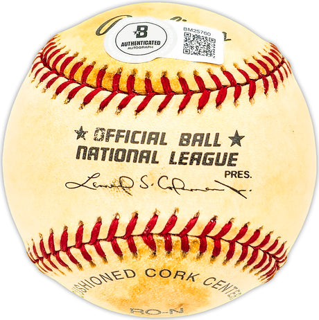 Ron Necciai Autographed Official NL Baseball Pittsburgh Pirates "5-13-52 27 K's No Hits No Runs" Beckett BAS QR #BM25760