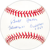 Bill Harris Autographed Official NL Baseball Brooklyn Dodgers "1957" Beckett BAS QR #BM25800