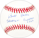 Bill Harris Autographed Official NL Baseball Brooklyn Dodgers "1957" Beckett BAS QR #BM25800