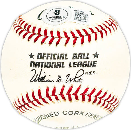 Hobie Landrith Autographed Official NL Baseball Chicago Cubs, Cincinnati Reds Beckett BAS QR #BM25811