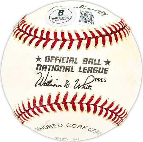 Don Dillard Autographed Official NL Baseball Indians, Milwaukee Braves Beckett BAS QR #BM25826