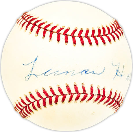 Luman Harris Autographed Official AL Baseball Philadelphia Oakland A's, Atlanta Braves Beckett BAS QR #BM25840