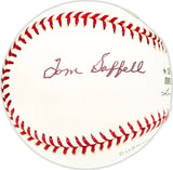 Tom Saffell Autographed Official NL Baseball Pirates, Philadelphia A's Beckett BAS QR #BM25842