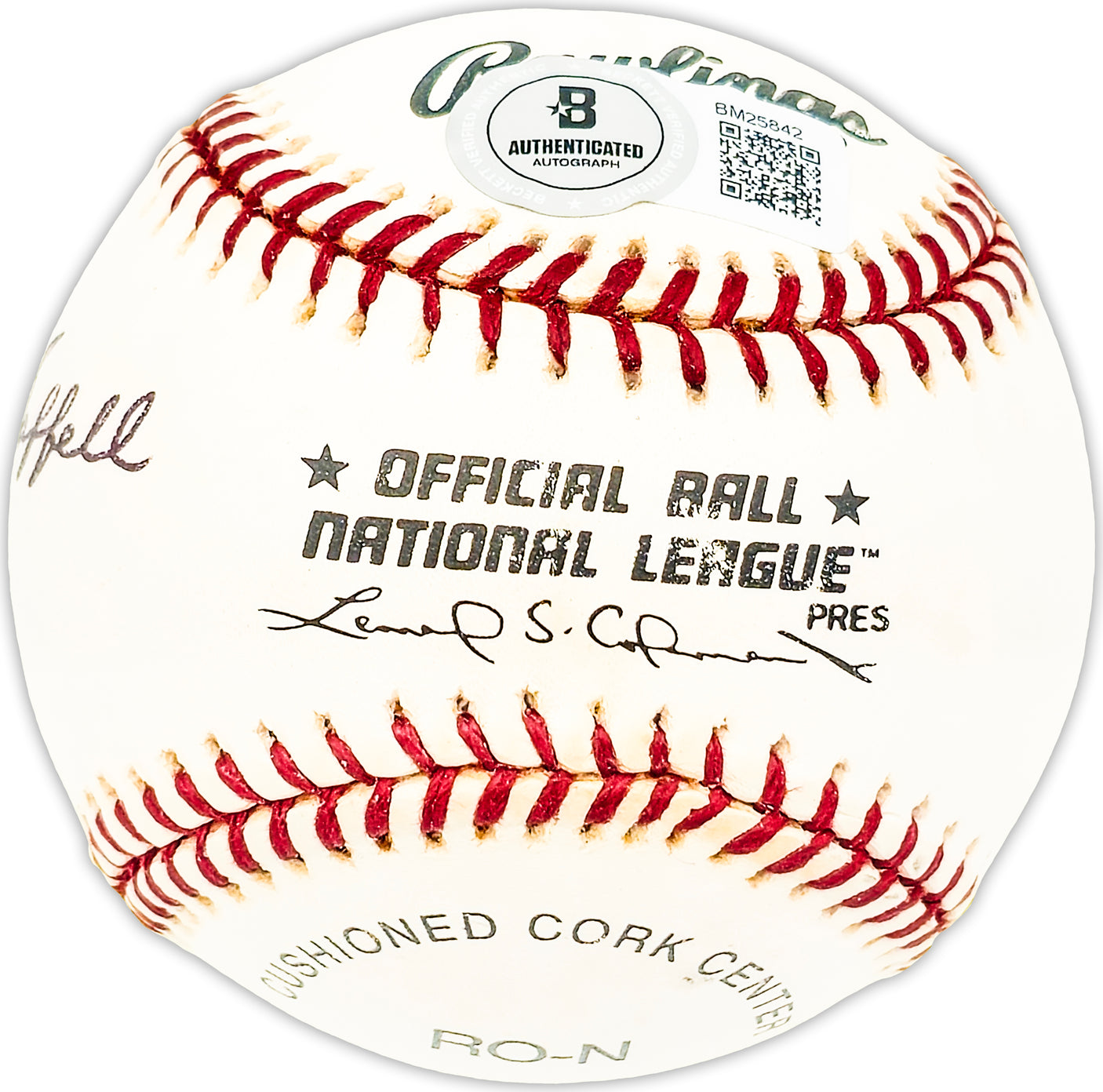 Tom Saffell Autographed Official NL Baseball Pirates, Philadelphia A's Beckett BAS QR #BM25842