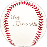 Art Ceccarelli Autographed Official NL Baseball Chicago Cubs, Baltimore Orioles Beckett BAS QR #BM25298