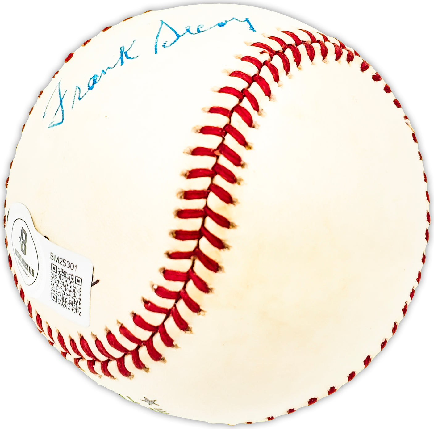 Frank Secory Autographed Official NL Baseball New York Yankees, Chicago Cubs Beckett BAS QR #BM25301