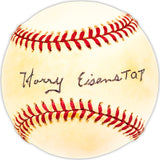 Harry Eisenstat Autographed Official NL Baseball Los Angeles Dodgers, Detroit Tigers Beckett BAS QR #BM25317