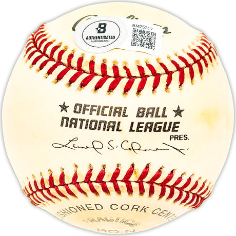 Harry Eisenstat Autographed Official NL Baseball Los Angeles Dodgers, Detroit Tigers Beckett BAS QR #BM25317