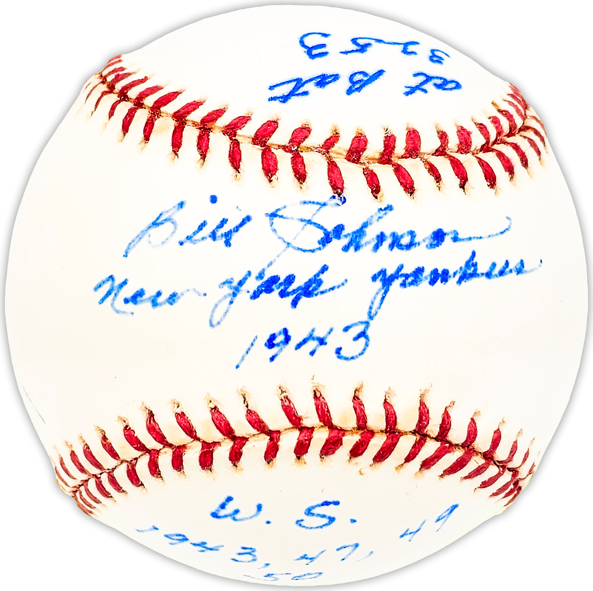 Bill Johnson Autographed Official AL Baseball New York Yankees "Stat Ball" Beckett BAS QR #BM25325