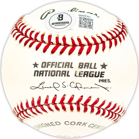 John Stearns Autographed Official NL Baseball New York Mets Beckett BAS QR #BM25361