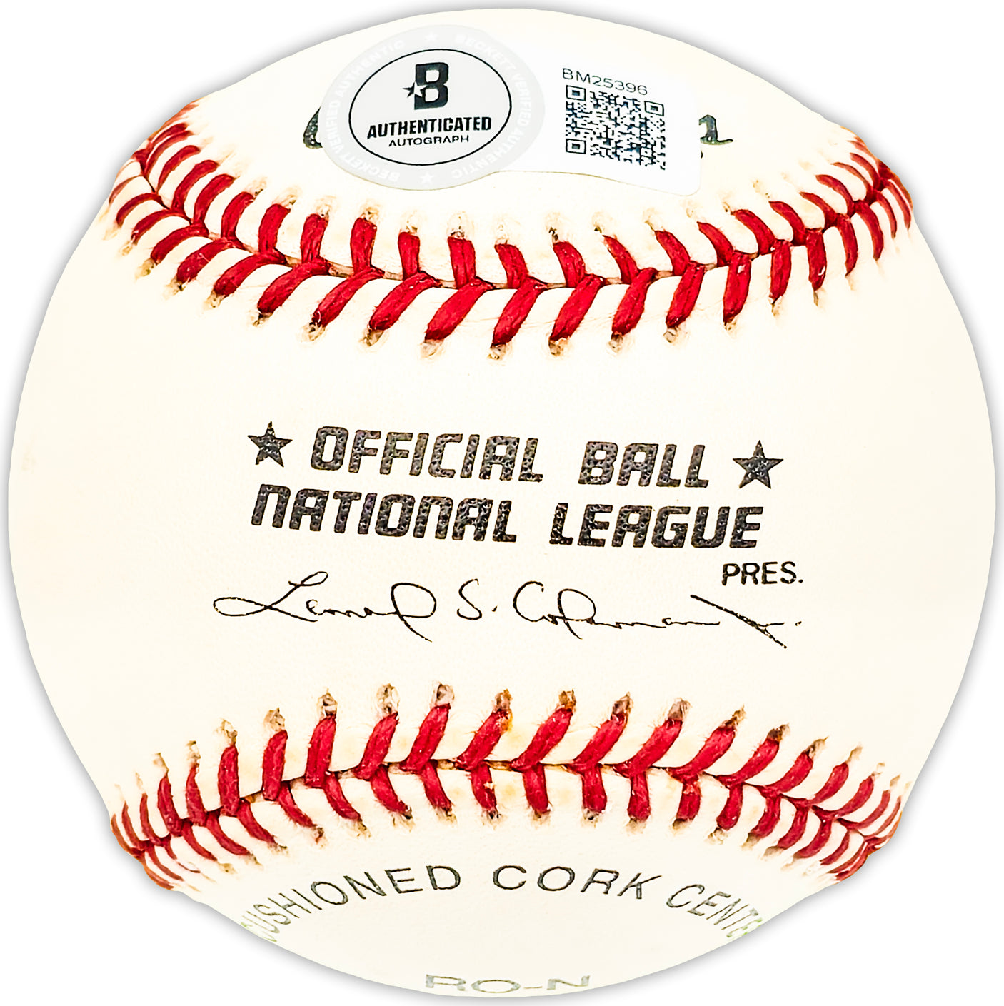 Bob Ramazzotti Autographed Official NL Baseball Brooklyn Dodgers Beckett BAS QR #BM25396