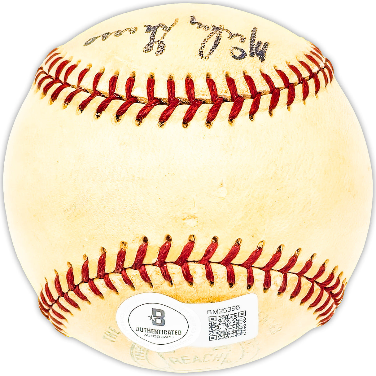 Mickey Grasso Autographed Official Harridge AL Baseball Cleveland Indians, San Francisco Giants Beckett BAS QR #BM25398