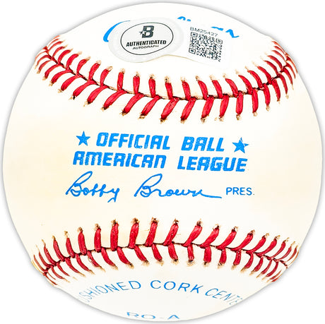 Steve Barber Autographed Official AL Baseball New York Yankees Beckett BAS QR #BM25427