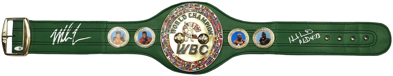 Mike Tyson & Evander Holyfield Autographed Green WBC World Championship Boxing Belt JSA QR Stock #239483