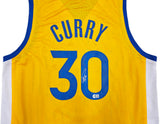 Golden State Warriors Stephen Curry Autographed Yellow Jersey Beckett BAS Stock #238842