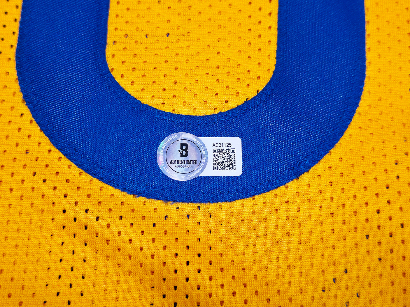 Golden State Warriors Stephen Curry Autographed Yellow Jersey Beckett BAS Stock #238842