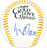 Luis Robert Jr. Autographed Official Gold Glove Logo MLB Baseball Chicago White Sox Beckett BAS Witness Stock #227327