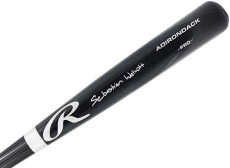Sebastian Walcott Autographed Black Rawlings Adirondack Baseball Bat Texas Rangers Full Name Beckett BAS Witness Stock #227310