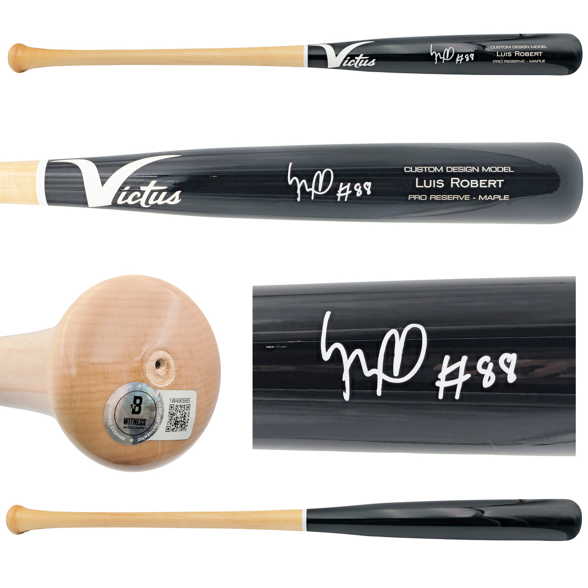 Luis Robert Jr. Autographed Black & Blonde Victus Player Model Baseball Bat Chicago White Sox Beckett BAS Witness Stock #227297