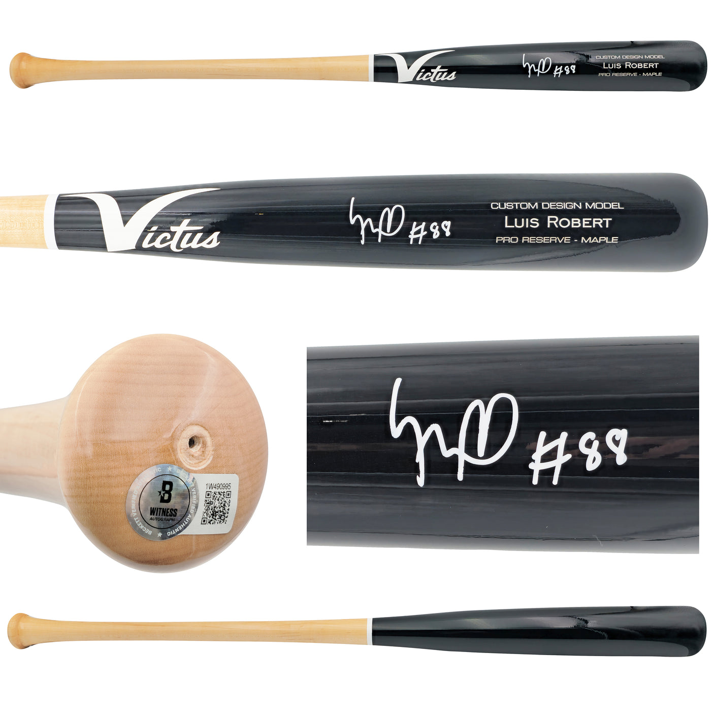 Luis Robert Jr. Autographed Black & Blonde Victus Player Model Baseball Bat Chicago White Sox Beckett BAS Witness Stock #227297