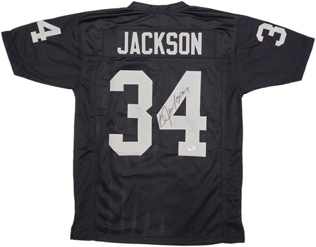 Oakland Raiders Bo Jackson Autographed Black Jersey Beckett BAS Witness Stock #226423