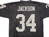 Oakland Raiders Bo Jackson Autographed Black Jersey Beckett BAS Witness Stock #226423